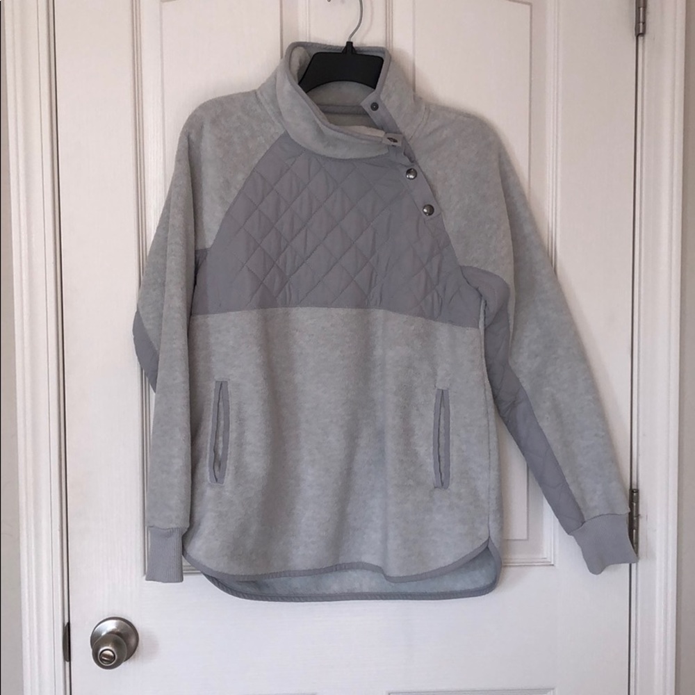 A&F button up turtle neck light gray sweatshirt M